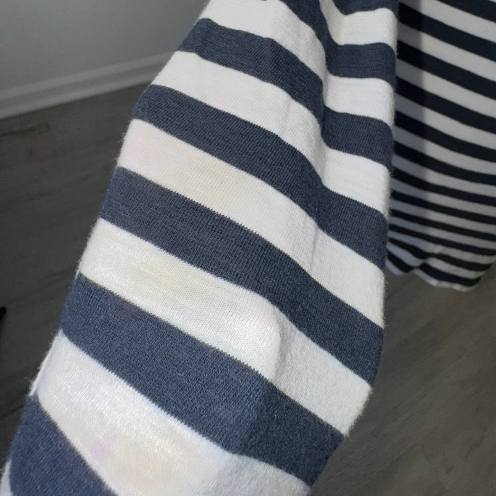 Hollister Navy White Striped V Neck Long Sleeve Tee Medium Y2K Stains - Picture 6 of 12